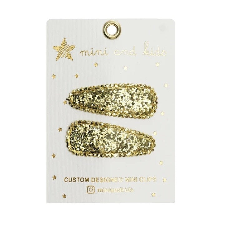 Mini & Kids - Mini Klips Toka 2'li Glitter Gold Sarı