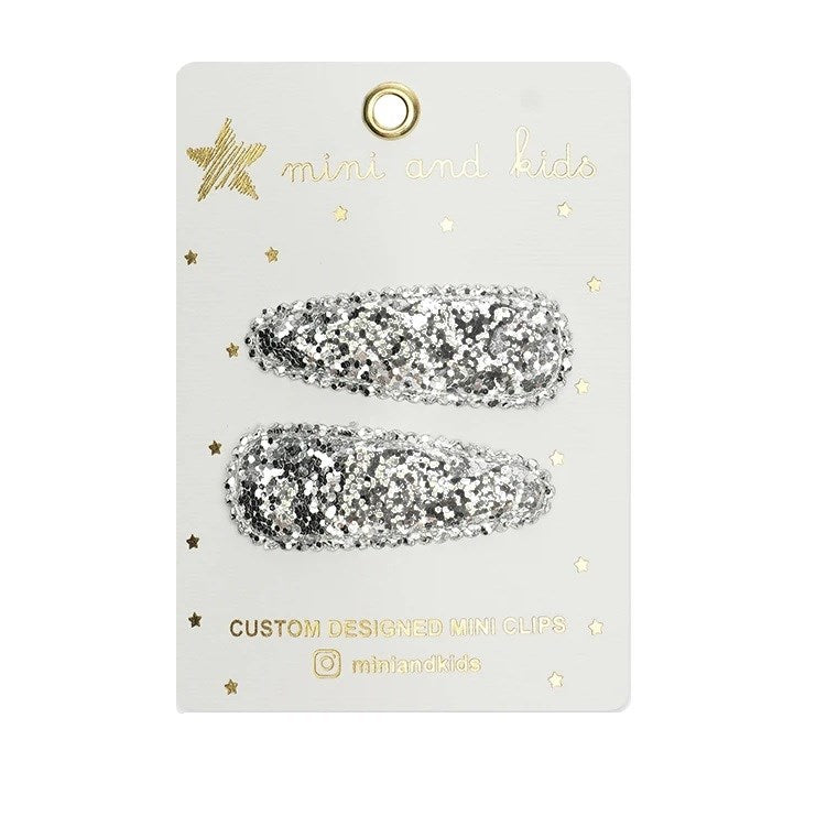 Mini & Kids - Mini Klips Toka 2'li Glitter Gümüş