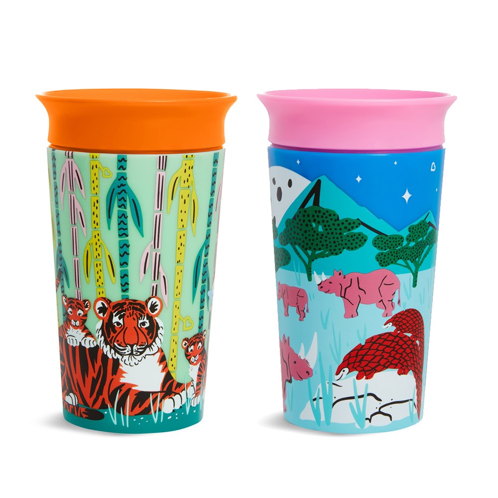 Munchkin Mucize 360° Wildlove Alıştırma Bardağı 12 ay+ 266 ml Gergedan & Kaplan İkili Set