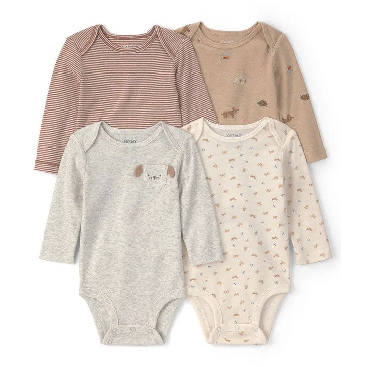 Carter's Layette Erkek Bebek Uzun Kollu Body 4'lü Set Kahverengi