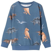 Name It Kışlık Erkek Çocuk Organik Sweat-shirt Dinozor Koyu Mavi
