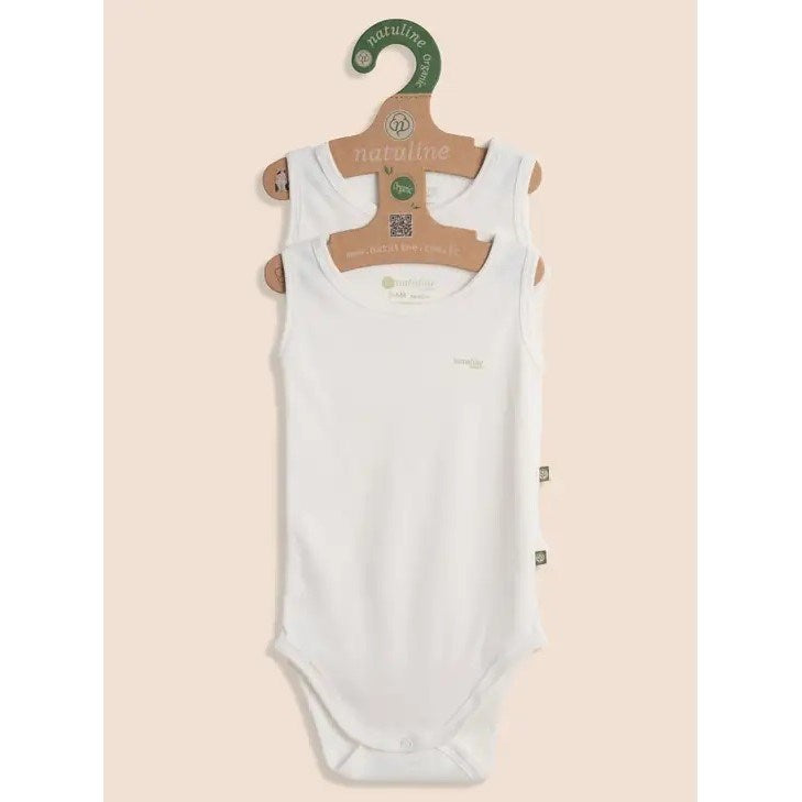 Natuline Bebek Sıfır Kol Zıbın Body 2'li Set Beyaz