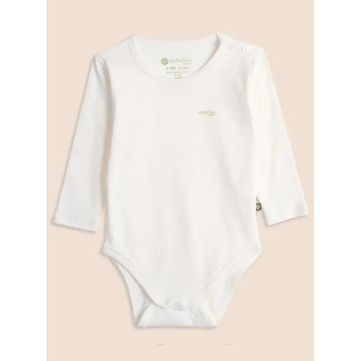 Natuline Bebek Uzun Koll Zıbın Body 2'li Set Beyaz