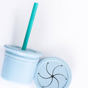 OiOi Ham Hüp Silikon Pipetli Bardak Seti 6 Ay+  Mineral Blue - Aqua Green