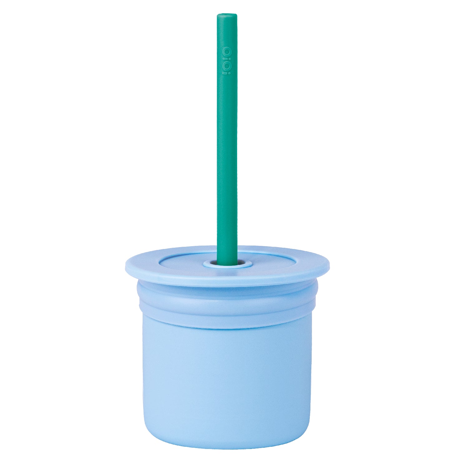 OiOi Ham Hüp Silikon Pipetli Bardak Seti 6 Ay+  Mineral Blue - Aqua Green