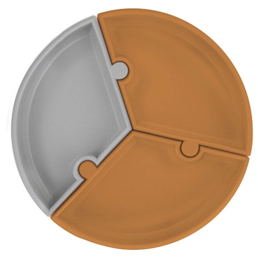 OiOi Puzzle Vakumlu Tabak 6 Ay + Kahverengi/Gri