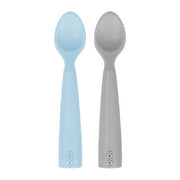OiOi Silikon Mama Kaşığı Nam Nam 2'li Kaşık Mineral Blue / Powder Grey