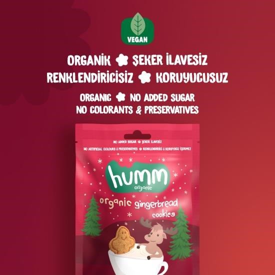Humm Organik Kurabiye Tarçınlı ve Zencefilli 55 gr