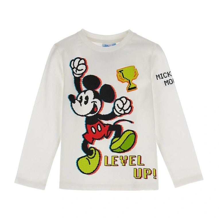Original Marines Micky Mouse Yazlık Kız Uzun Kol T-shirt Beyaz