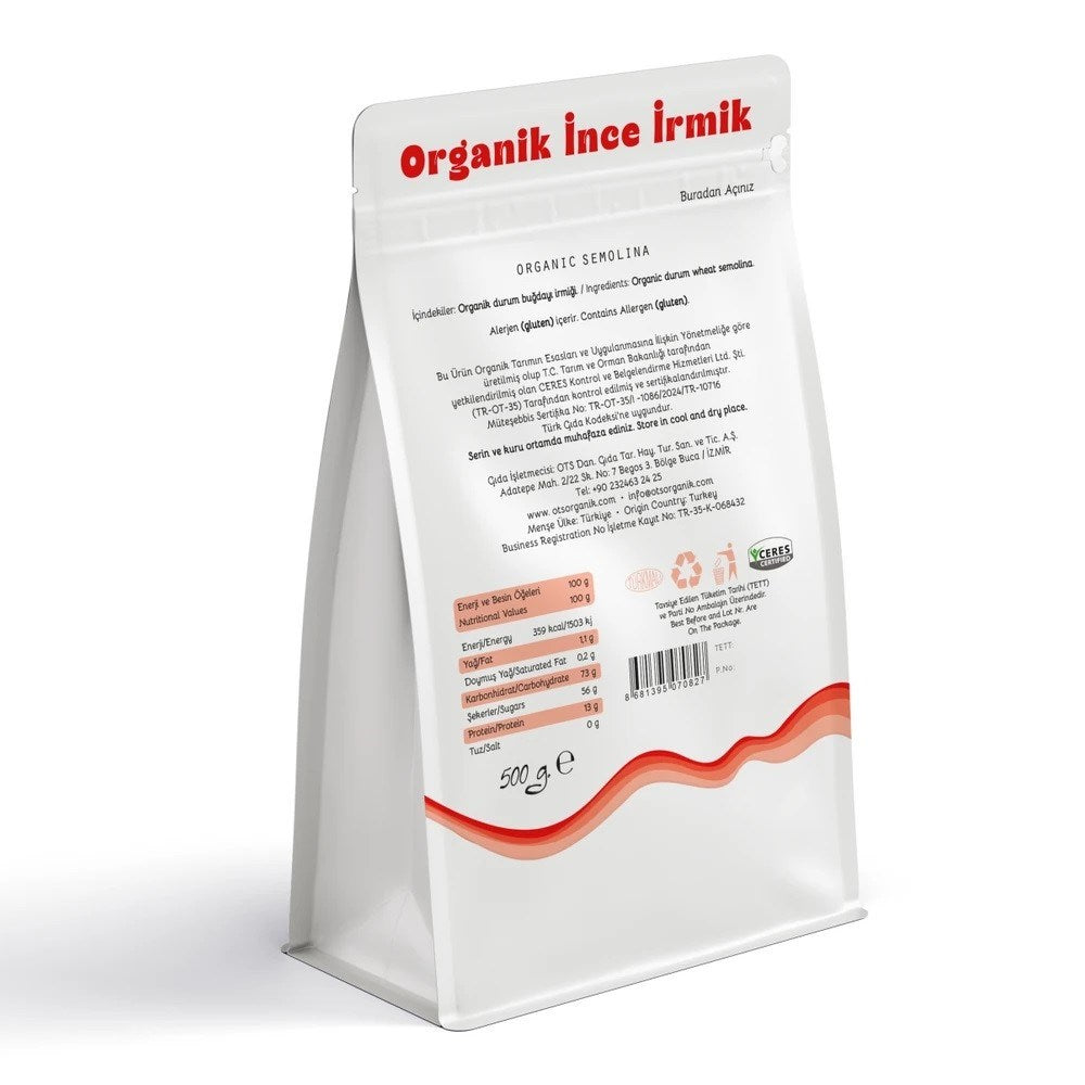 Ots Organik İnce İrmik 500 gr