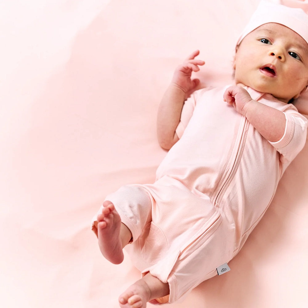 Bebesense Bambu Kısa Kollu Tulum Pembe