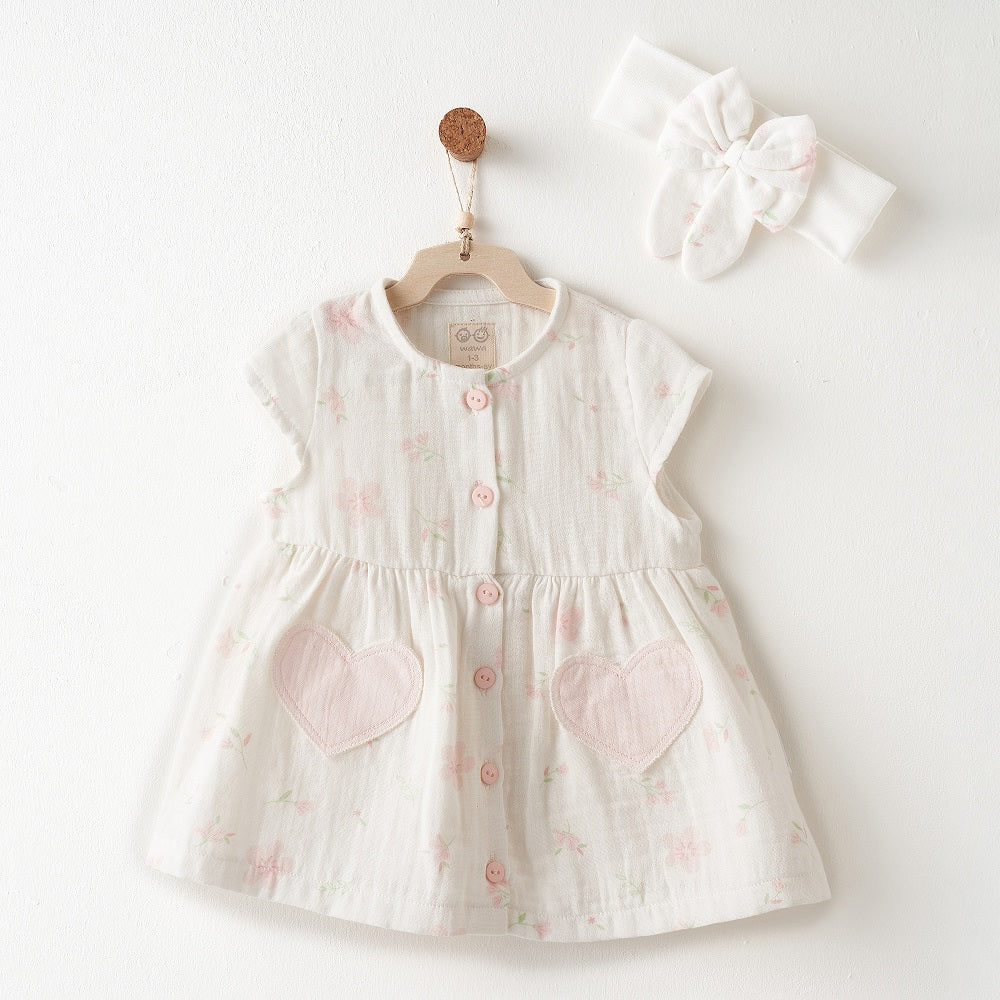 Andy Wawa Andywawa Kız Bebek Elbise Bandana Set Ekru - Elbise,Etek