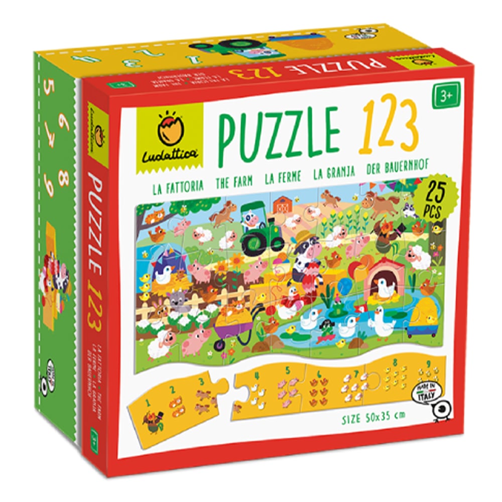 Puzzle 1 2 3 - Çiftlik - Eğitici Oyuncak