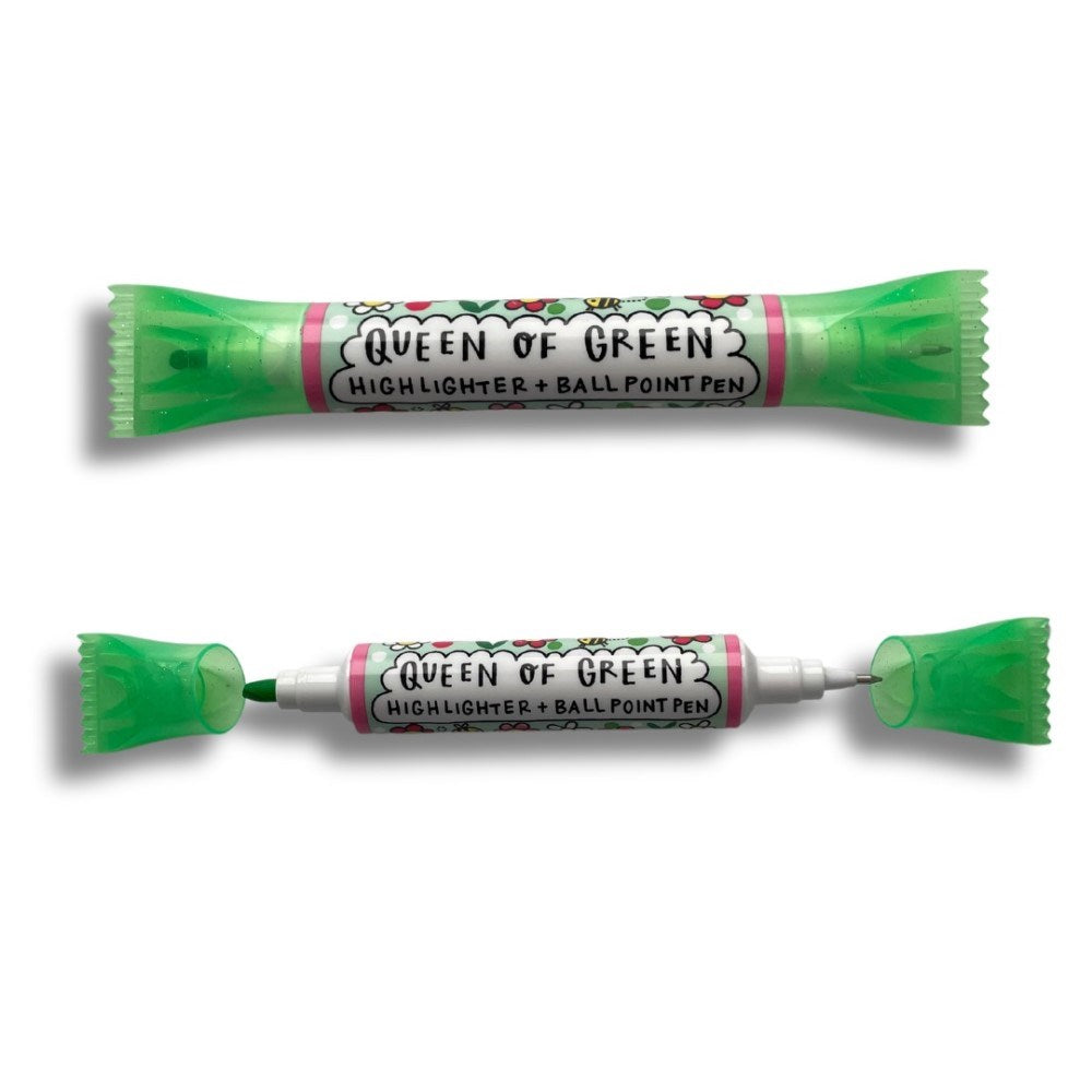 Rachel Ellen Design Fosforlu ve Tükenmez Çift Taraflı Kalem- Yeşil STD