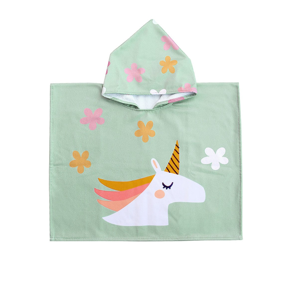Miela Kids Kız Çocuk Panço - Rainbow Unicorn Yeşil