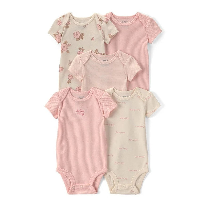 Carter's Layette Kız Bebek Kısa Kollu Body 5'li Set Pembe