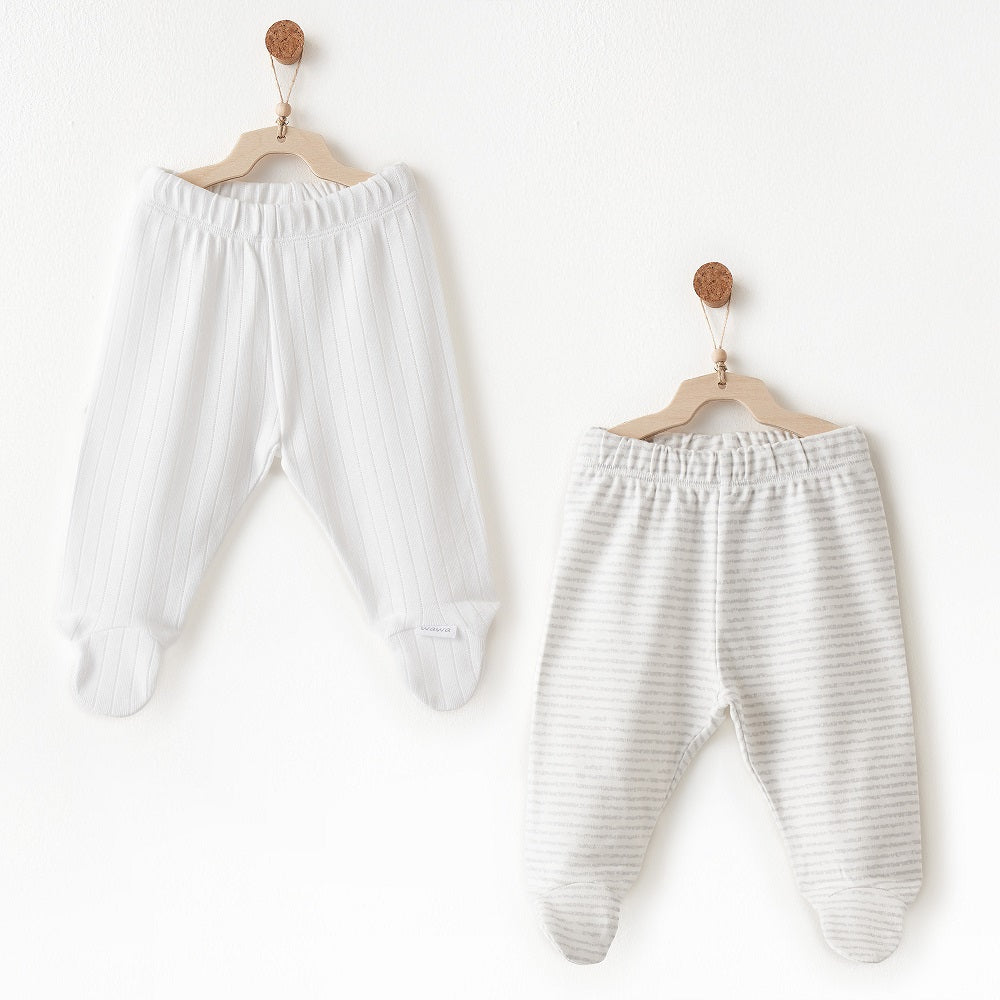 Andy Wawa Andywawa Bebek 2'li Patikli Pantolon Set Beyaz - Body,Tulum,Zıbın