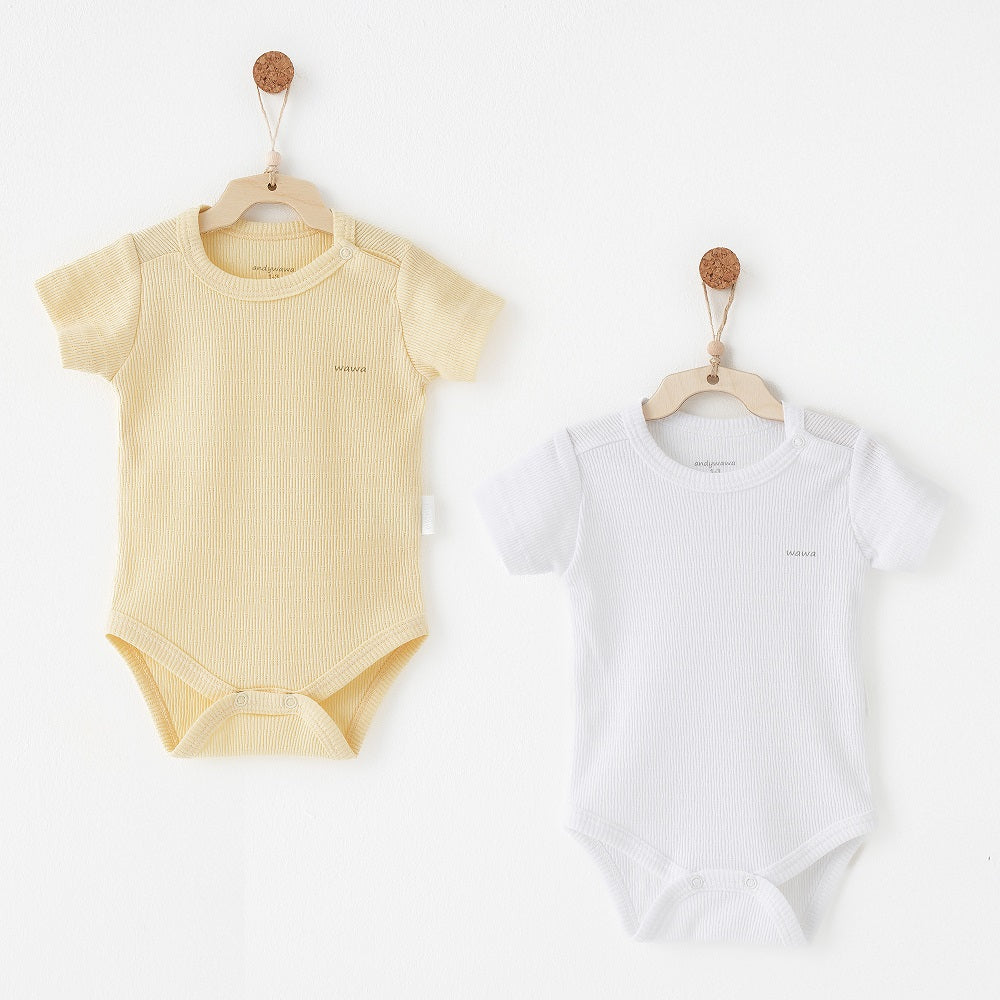 Andy Wawa Andywawa Yazlık Bebek Kısa Kollu Body 2'li Set Sarı - Body,Tulum,Zıbın