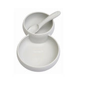 Saro Silikon İkiz Tabak Kase ve Kaşık Seti- Gri