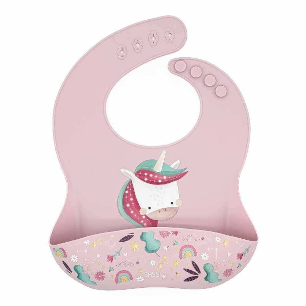 Sassi Silikon Cepli Mama Önlüğü -  Sevimli Unicorn