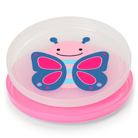Skip Hop Zoo Kaydırmaz Tabak Seti Butterfly Pembe - Çatal Kaşık Tabak