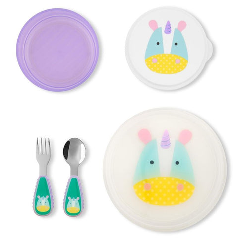 Skip Hop Zoo Tabak Kase Çatal Kaşık Seti Unicorn - Çatal Kaşık Tabak