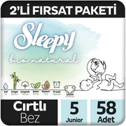 Sleepy Bio Natural No:5 Junior 2'li Bebek Bezi 58 Adet