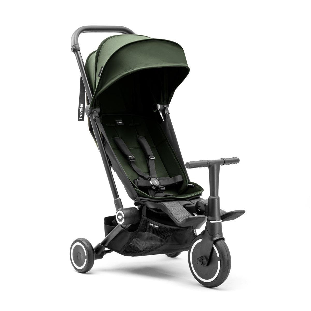 SmarTrike Traveler Hepsi Bir Arada Aktif Kabin Boy Bebek Arabası ve Bisiklet (6 Ay – 4 Yaş) - Forest Green