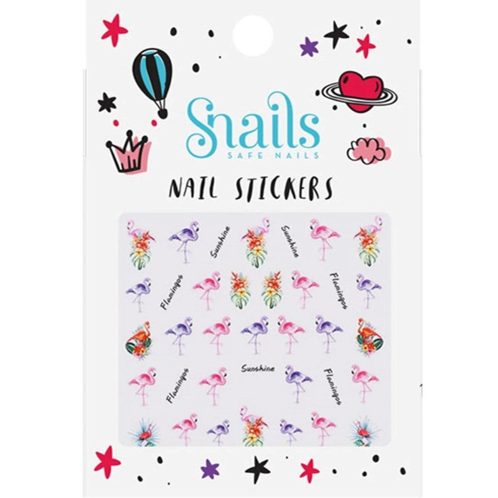 Snails Tırnak Sticker Seti - Flamingos Beyaz