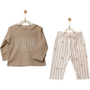 Andywawa Erkek Bebek Pijama Takımı 2'li Set - Zebra Ekru