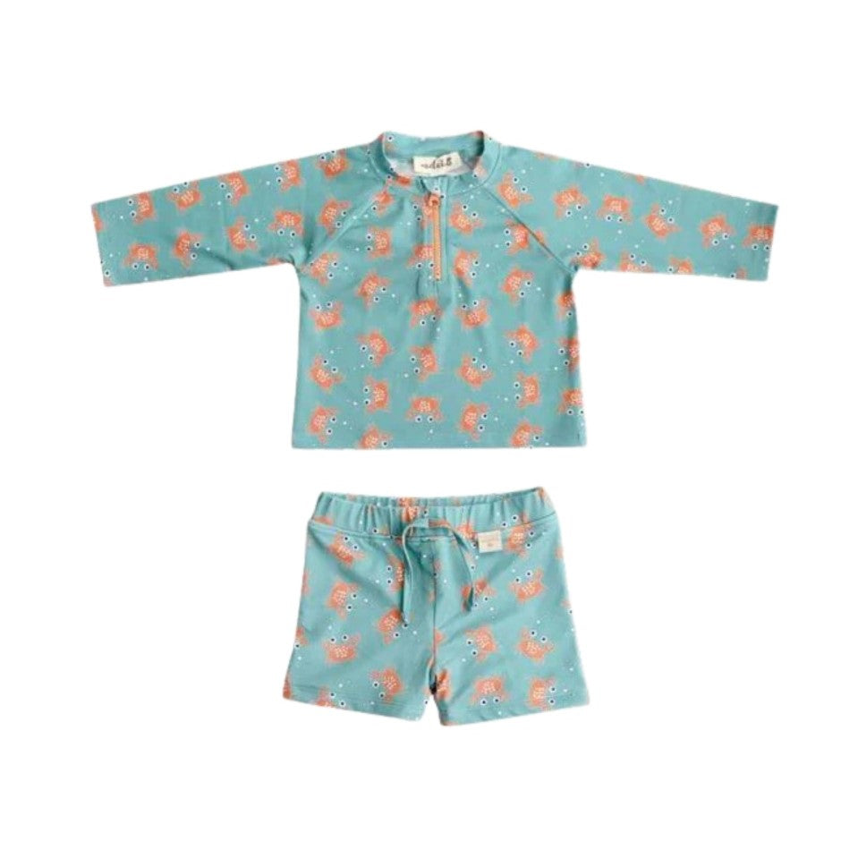 Miela Kids Erkek Bebek UV Korumalı Alt Üst  Set - Crab Mint