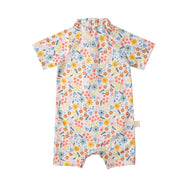 Miela Kids Kız Bebek UV Korumalı  Tek Parça Mayo - Pretty Floral Ekru