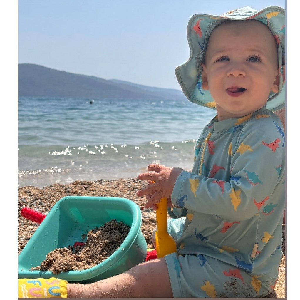 Miela Kids Erkek Bebek UV Korumalı Alt Üst  Set - Dinoland Mavi