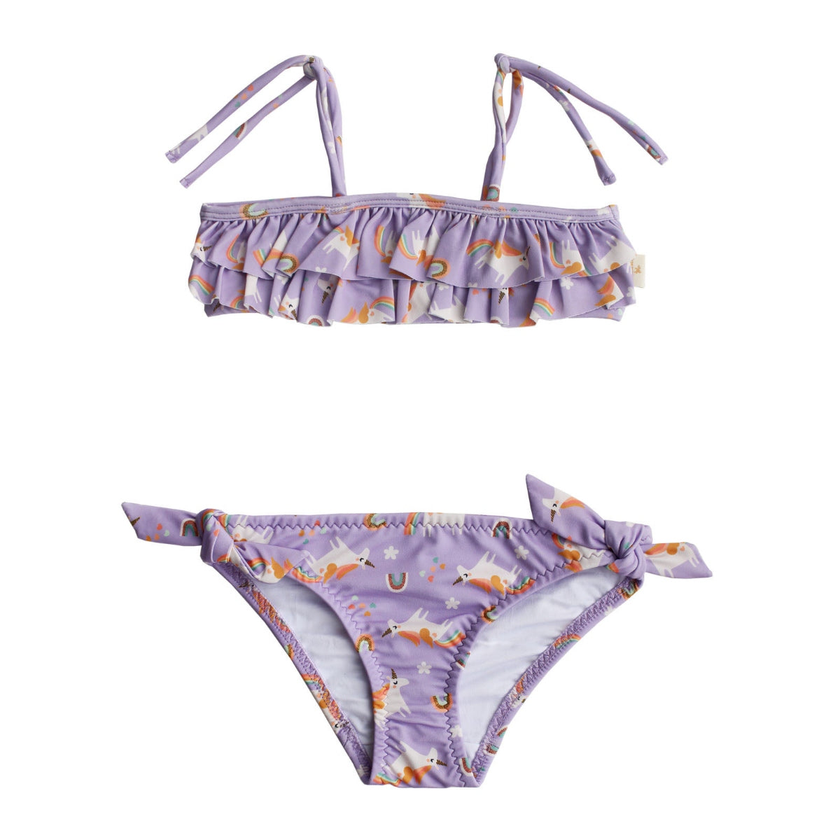 Miela Kids Ruffle Bikini Set - Rainbow Unicorn Lilac Lila