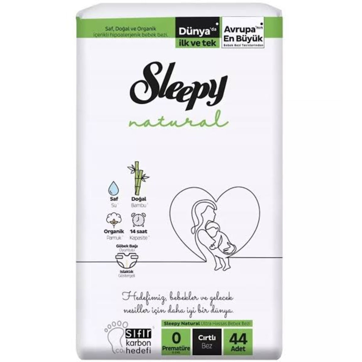 Sleepy Natural Jumbo 2'li Bebek Bezi 0 (Prematüre) - 44 Adet - Bebek Bezleri