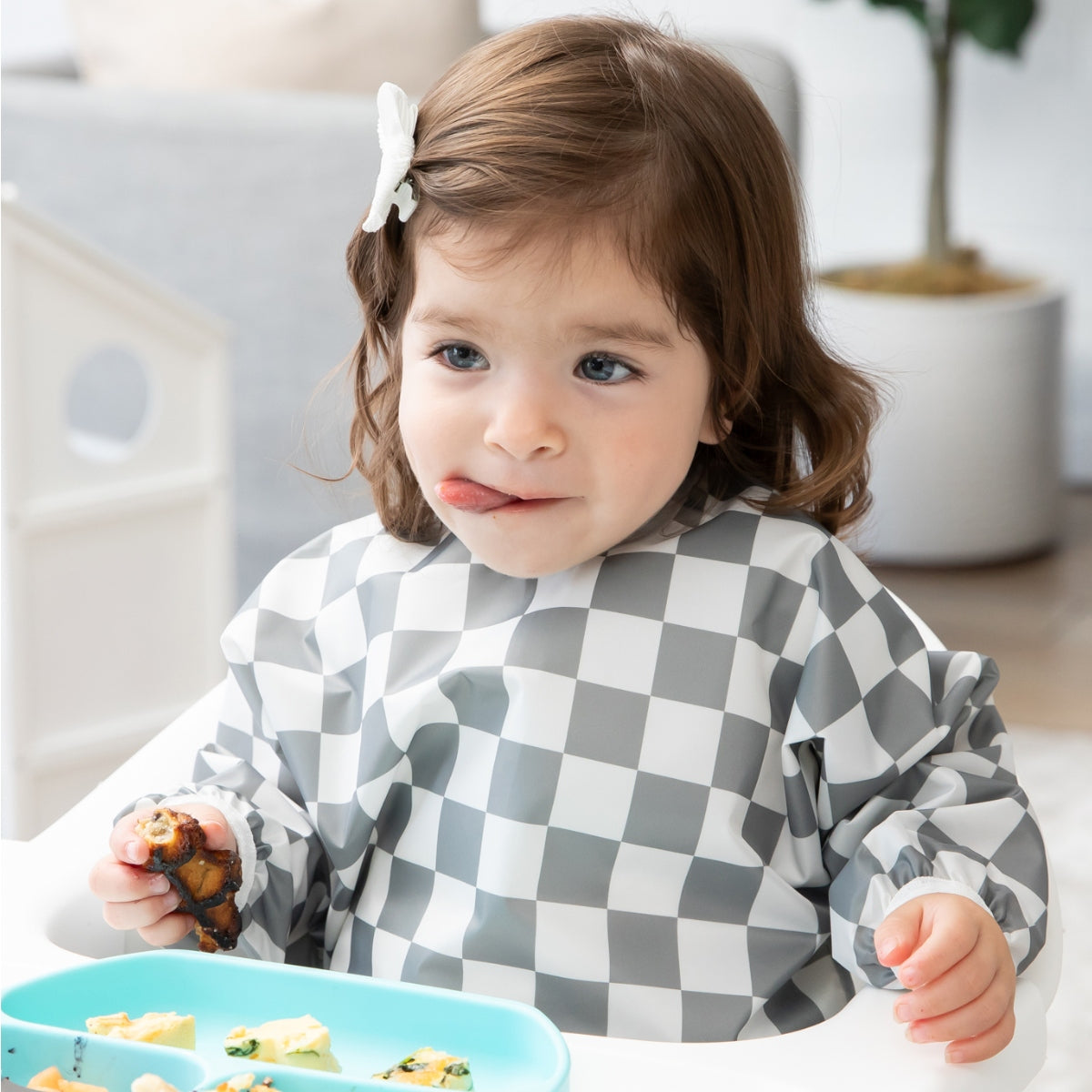 Bumkins Uzun Kollu Önlük (6-24 ay) - Charcoal Check