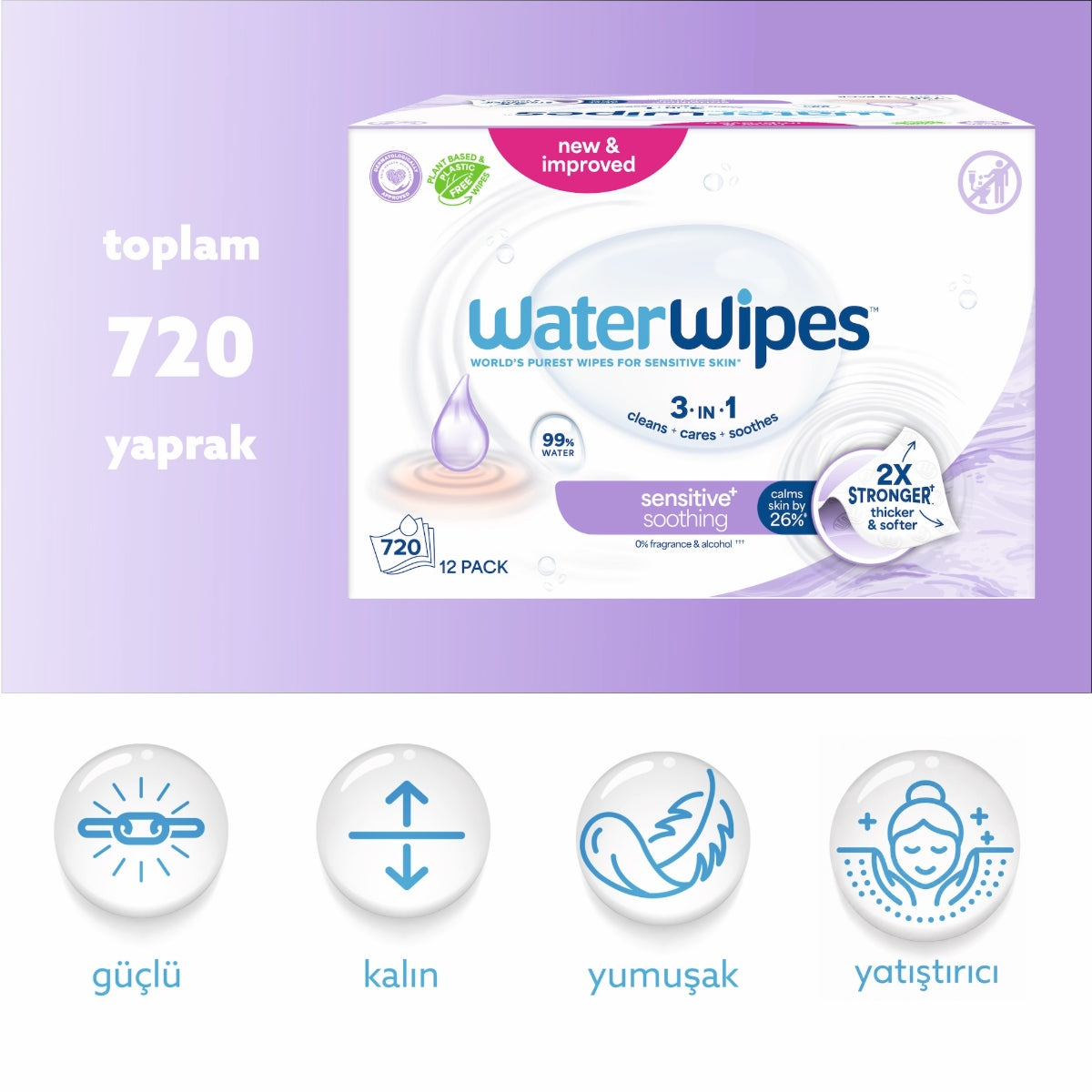 WaterWipes Sensitive+ Yatıştırıcı Islak Mendil (720 adet)
