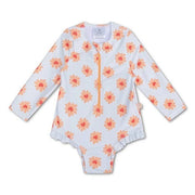 Swim Essentials Fermuarlı Uzun Kollu Mayo- Flower Ekru