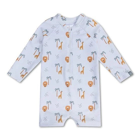 Swim Essentials Fermuarlı Uzun Kollu Mayo- Jungle Ekru