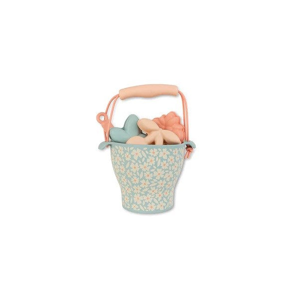 Swim Essentials Green Flowers Silikon Oyuncak Seti - Kova, Kürek ve 3 adet Kalıp
