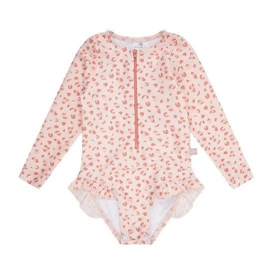 Swim Essentials Uv Korumalı Uzun Kollu Kız Çocuk Mayo- Leopard Pink Pembe