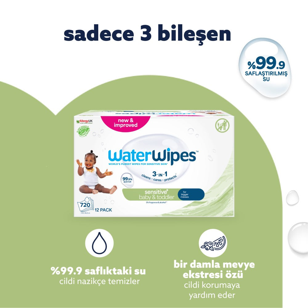 Waterwipes Bio Küçük Çocuk Islak Mendil 12x60 Adet (720 Yaprak) - Toddler