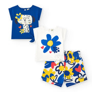 Tuc Tuc Kız T-shirt Şort 3'lü Set Mavi