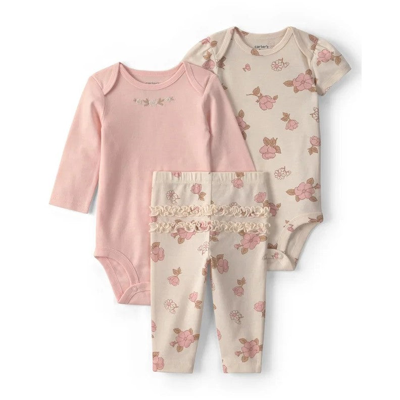 Carter's Kışlık Layette Kız Bebek Body Takım 3'lü Set Pembe